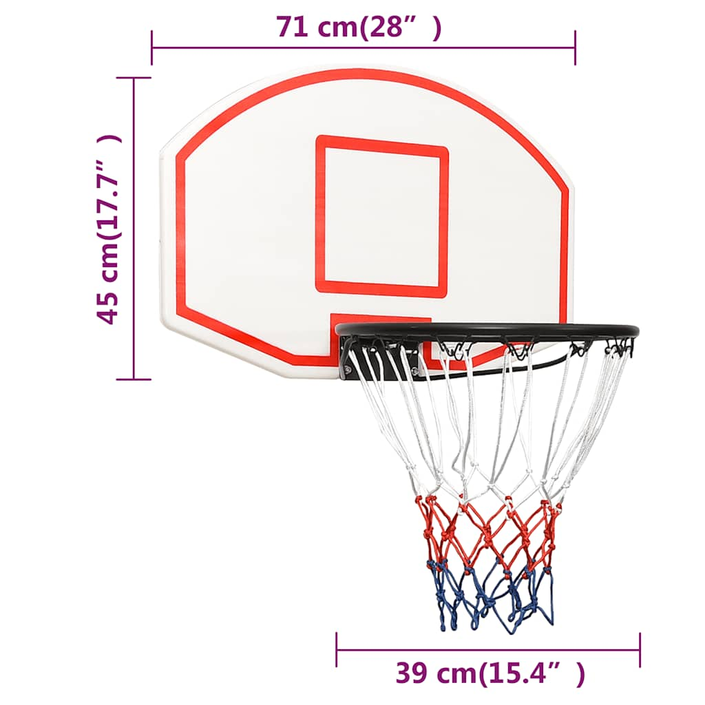 Basketbalbord 71x45x2 cm polyetheen wit