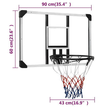 Basketbalbord 90x60x2,5 cm polycarbonaat transparant