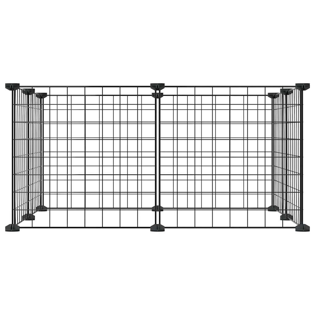 Huisdierenkooi met 8 panelen 35x35 cm staal zwart