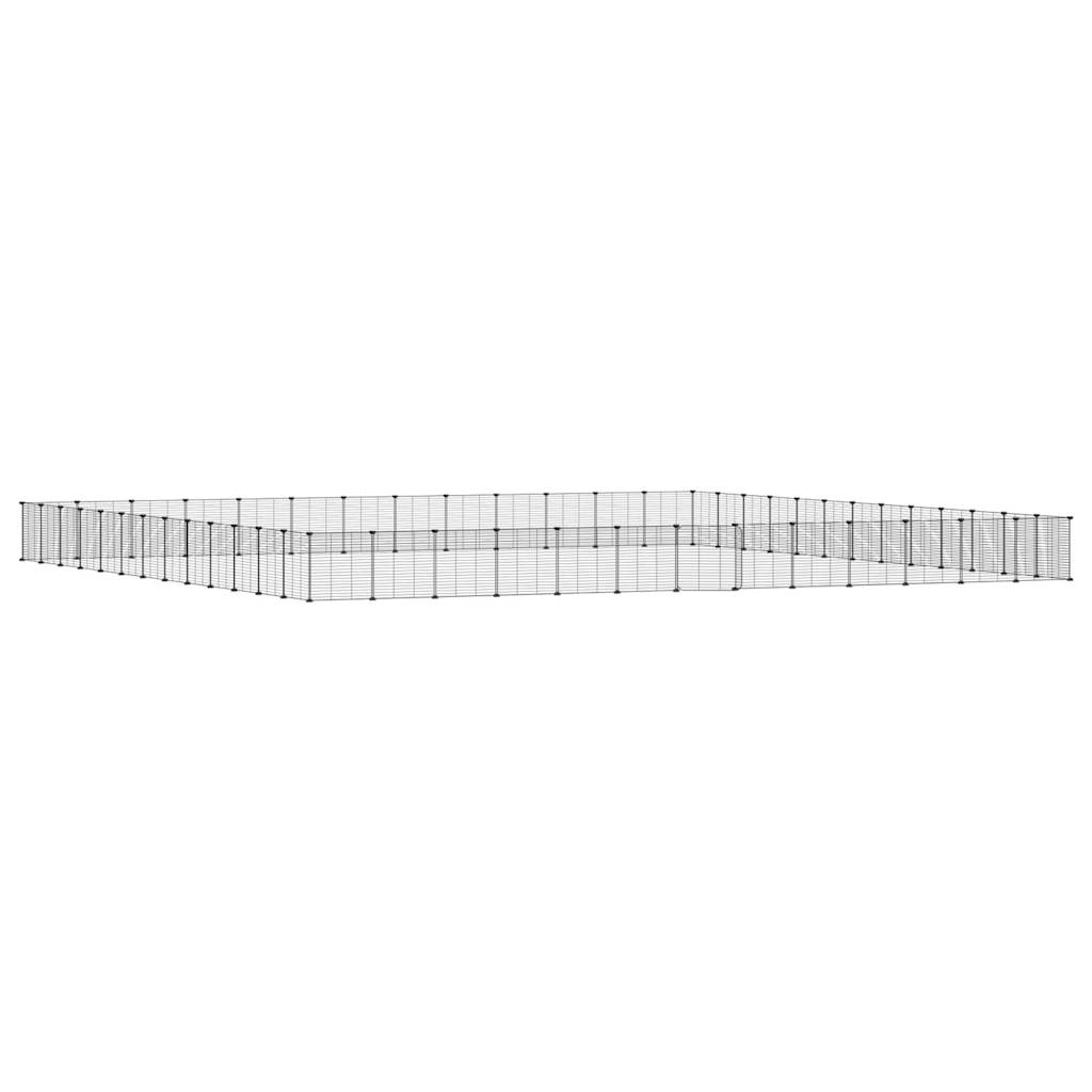 Huisdierenkooi met deur 52 panelen 35x35 cm staal zwart