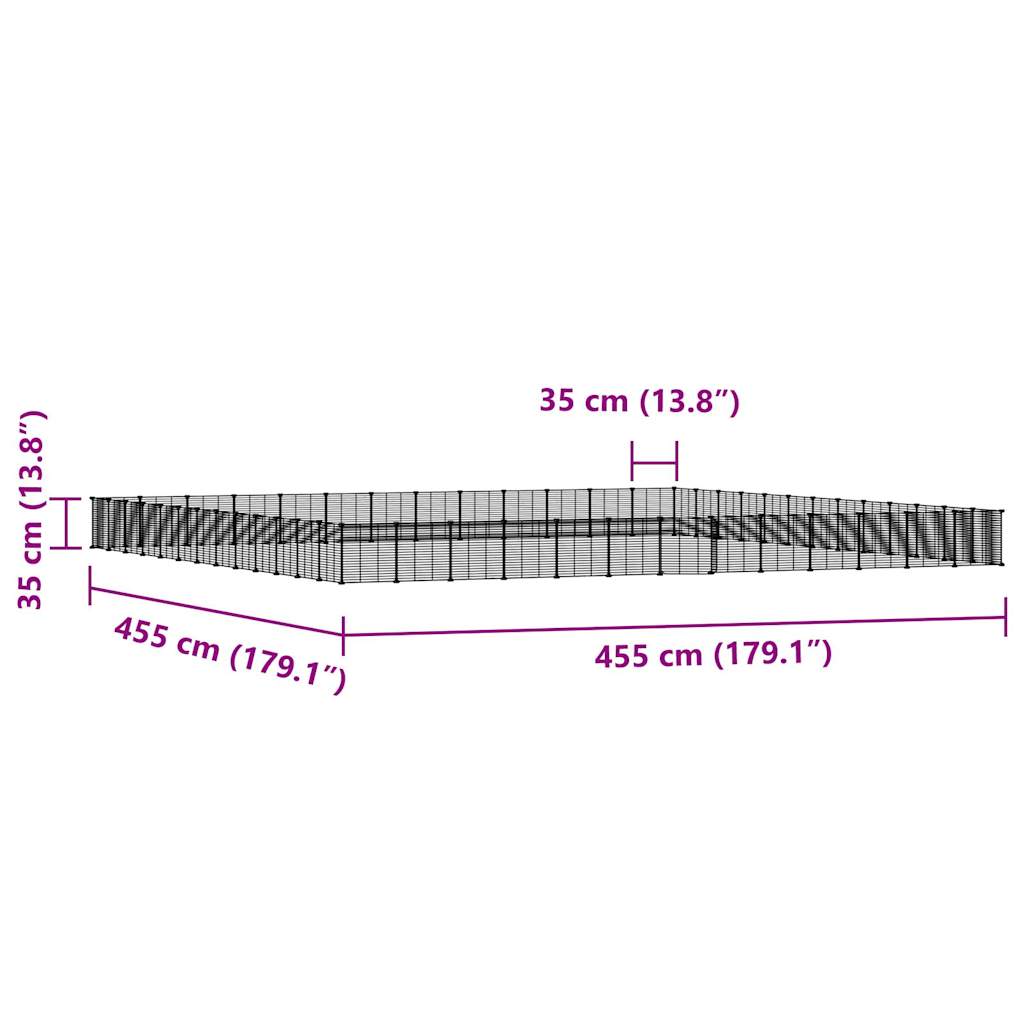 Huisdierenkooi met deur 52 panelen 35x35 cm staal zwart