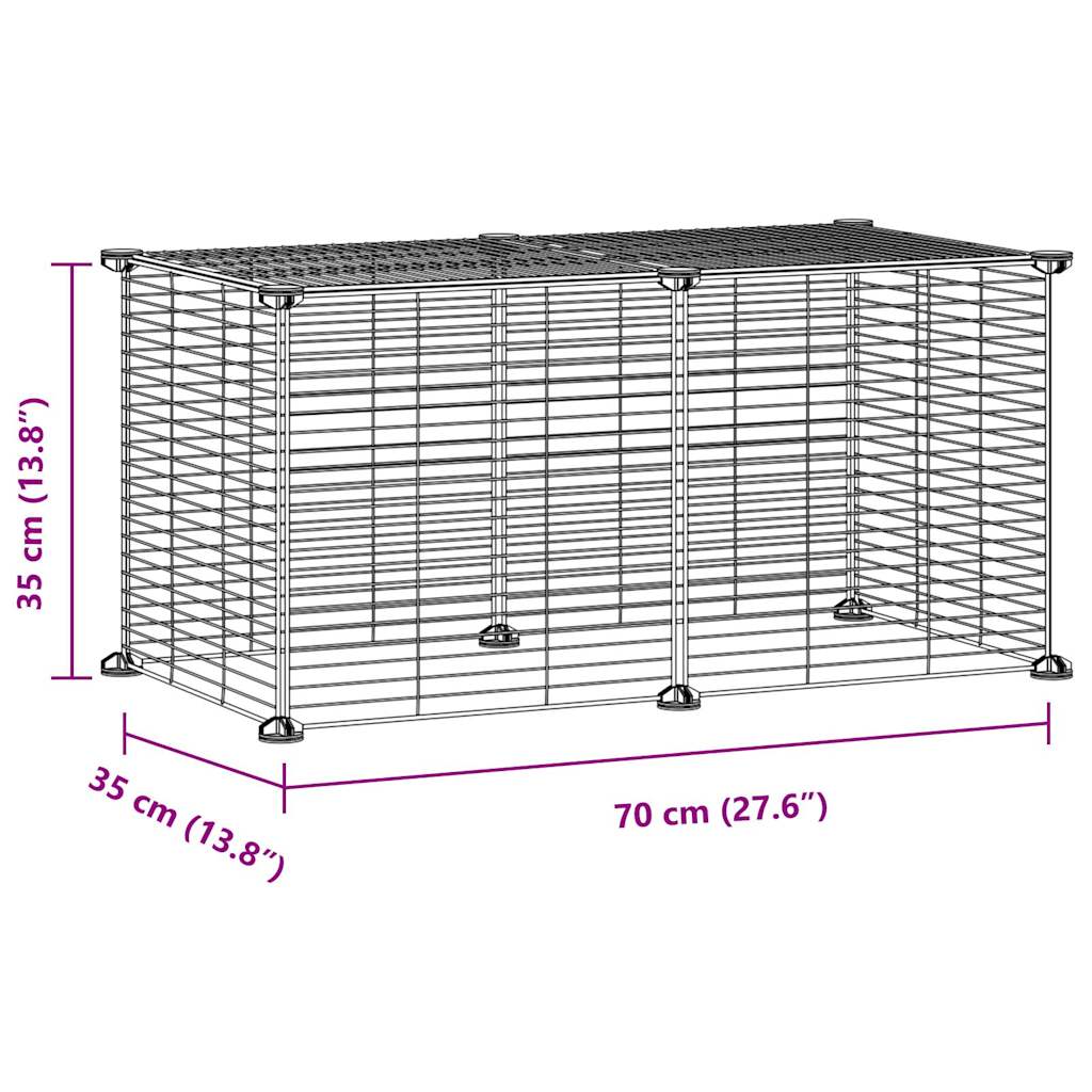 Huisdierenkooi met 8 panelen 35x35 cm staal zwart