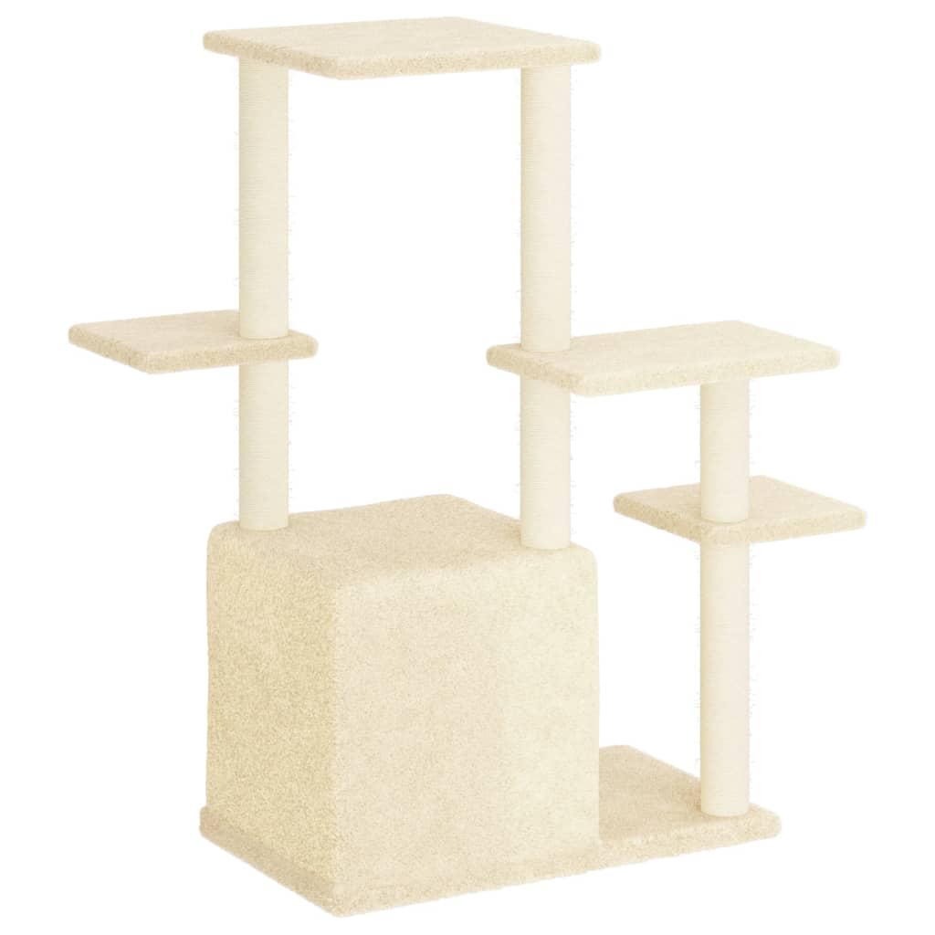 Kattenmeubel met sisal krabpalen 97,5 cm crèmekleurig