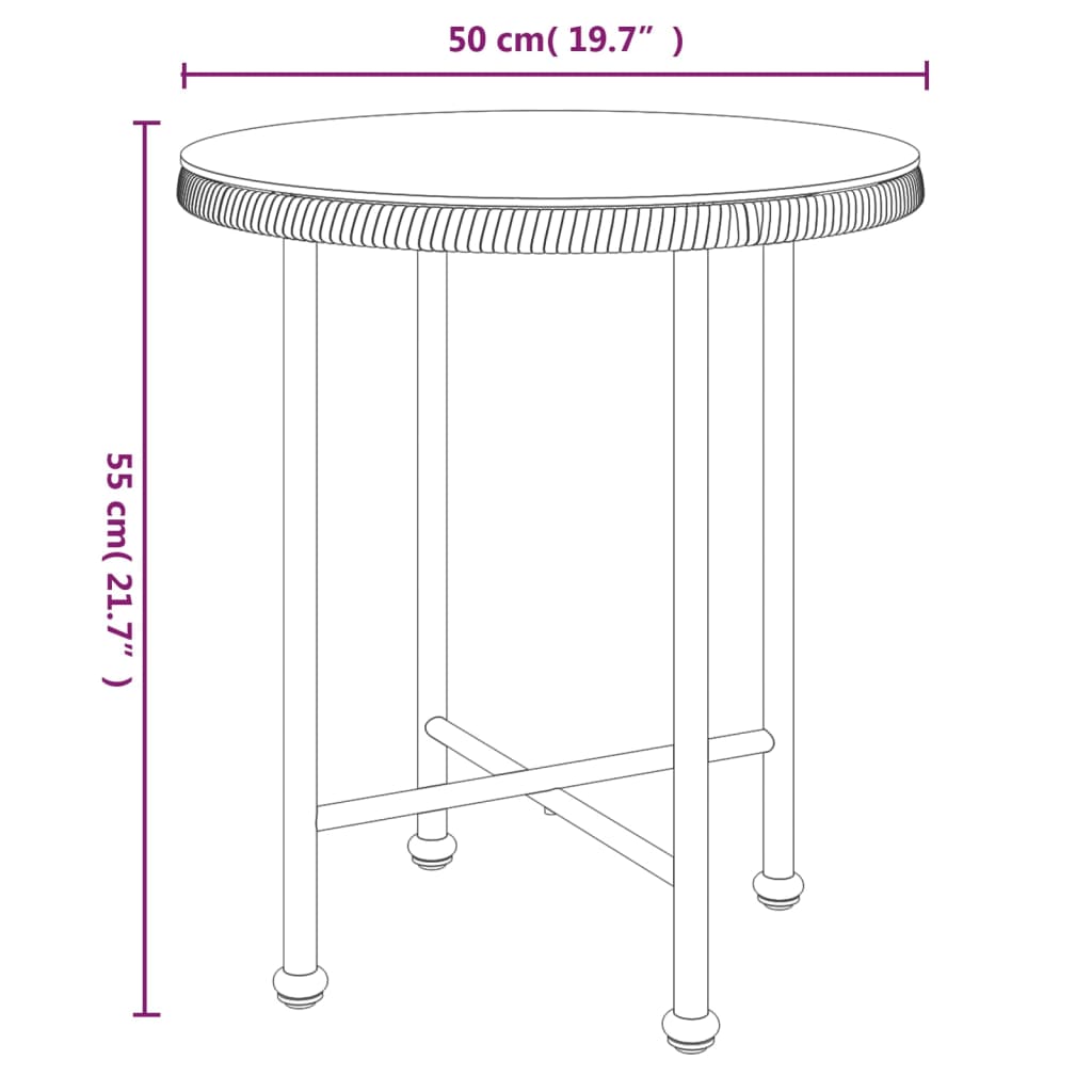 Eettafel Ø50 cm gehard glas en staal zwart