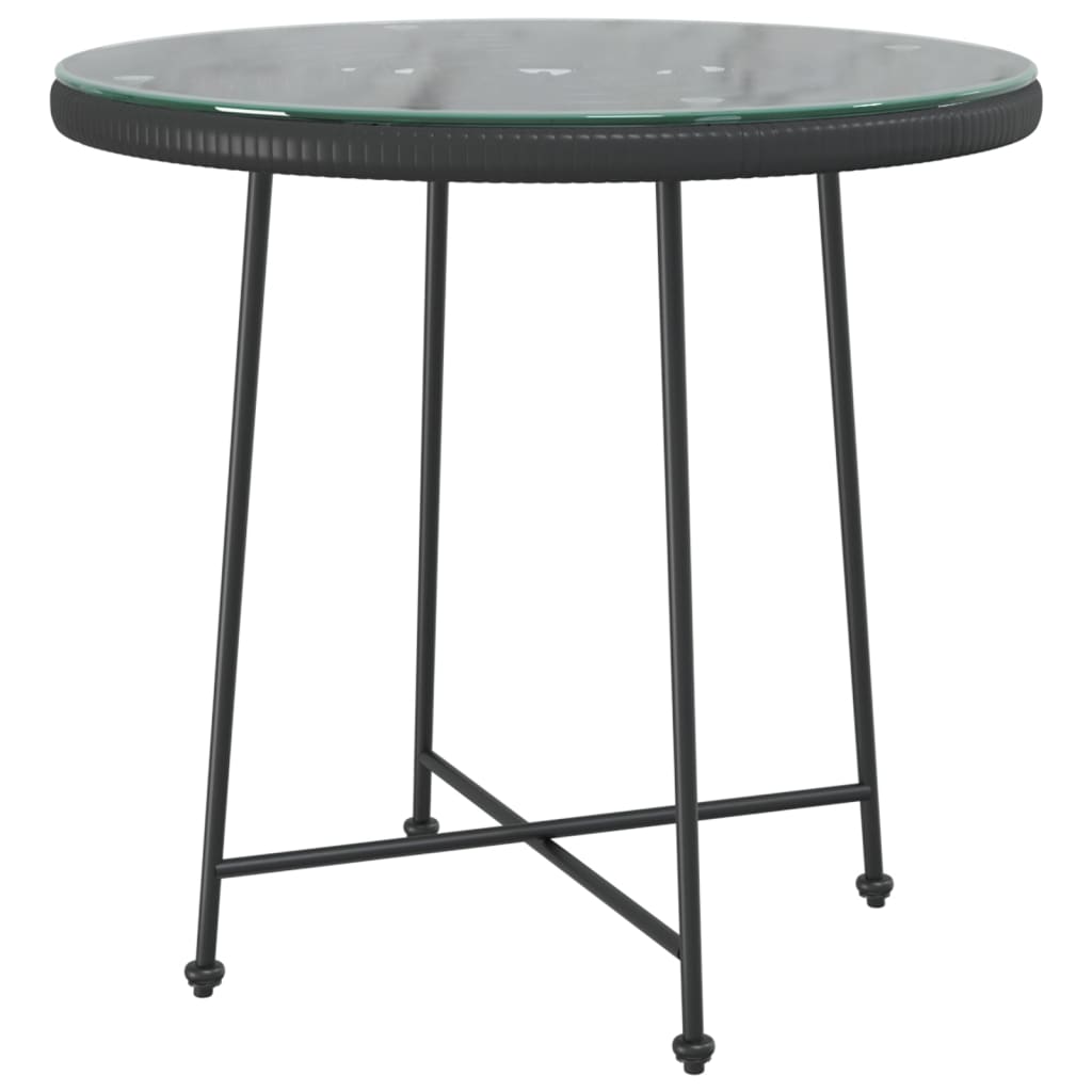 Eettafel Ø80 cm gehard glas en staal zwart