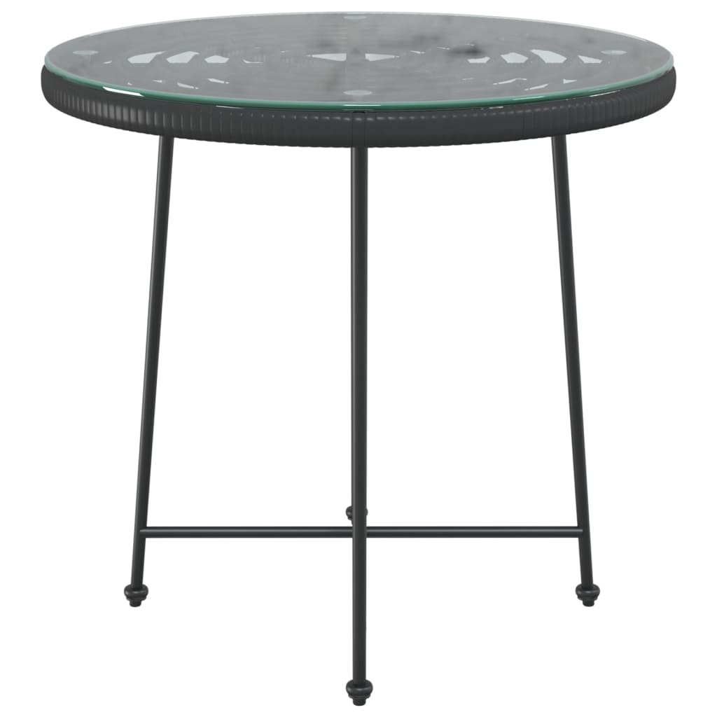 Eettafel Ø80 cm gehard glas en staal zwart