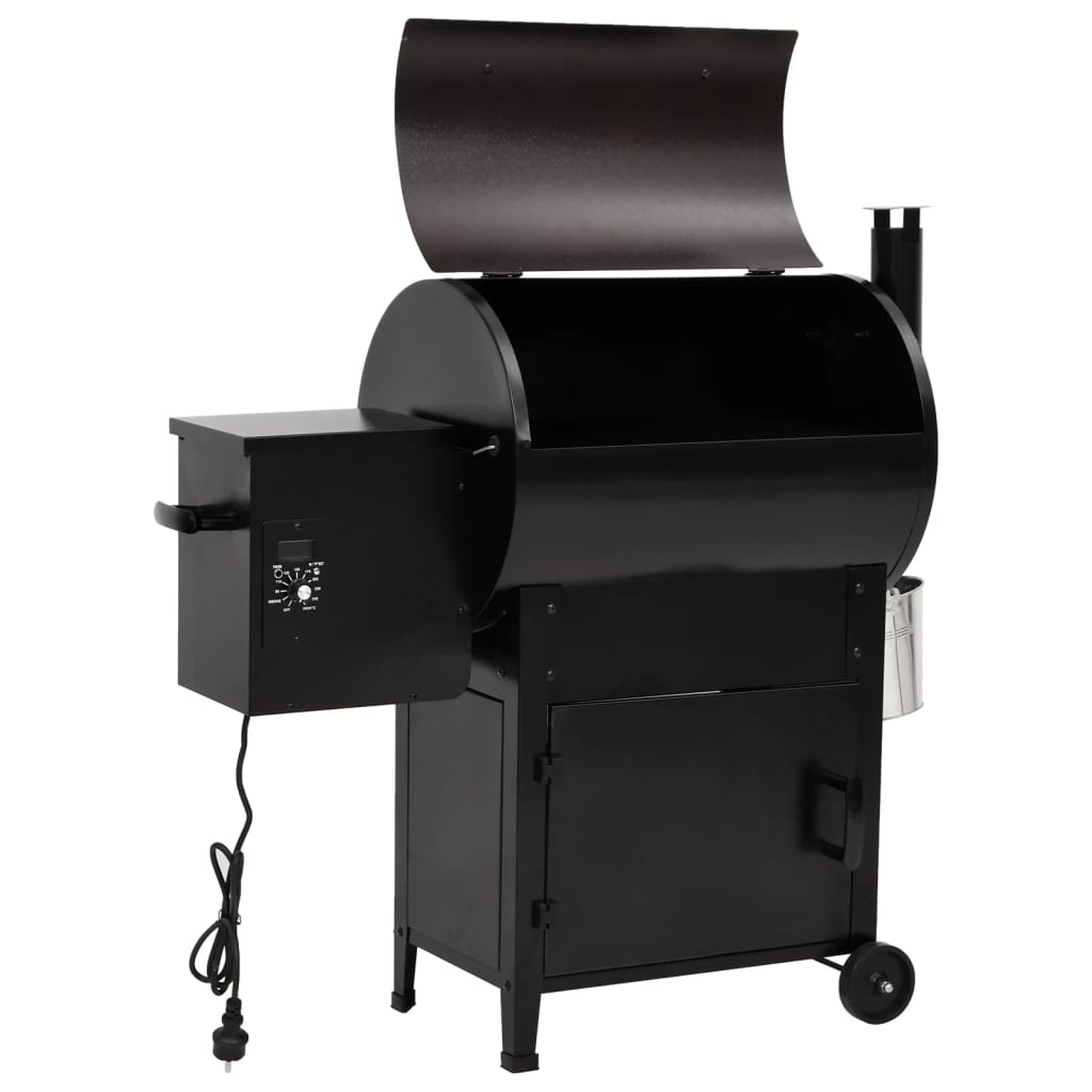 Pelletbarbecue met schoorsteen 104 cm ijzer zwart