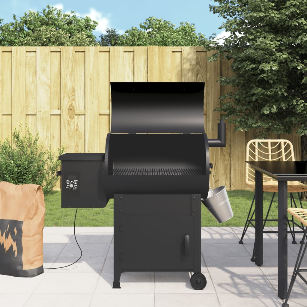 Pelletbarbecue met schoorsteen 104 cm ijzer zwart