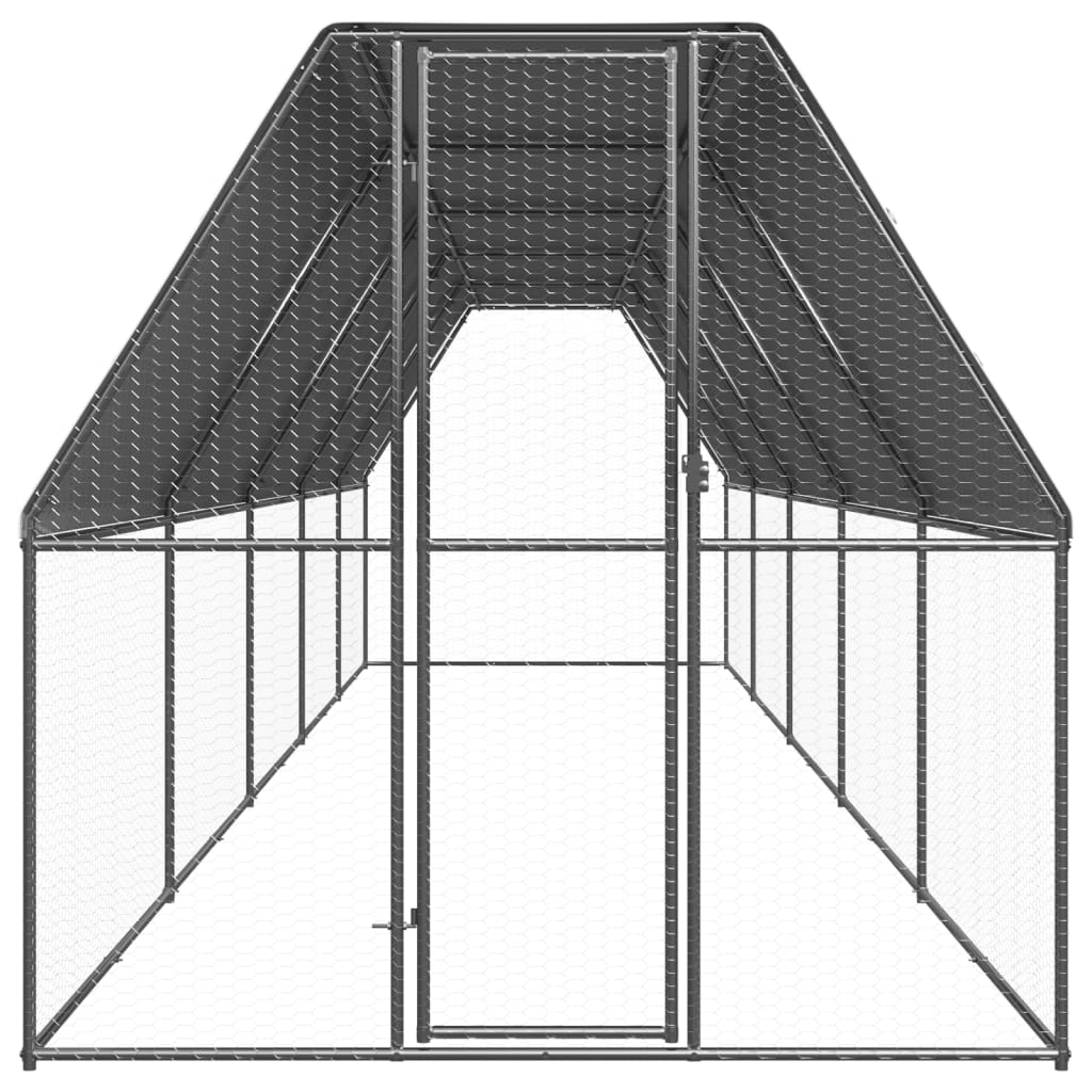 Buitenhok voor kippen 2x10x2 m gegalvaniseerd staal