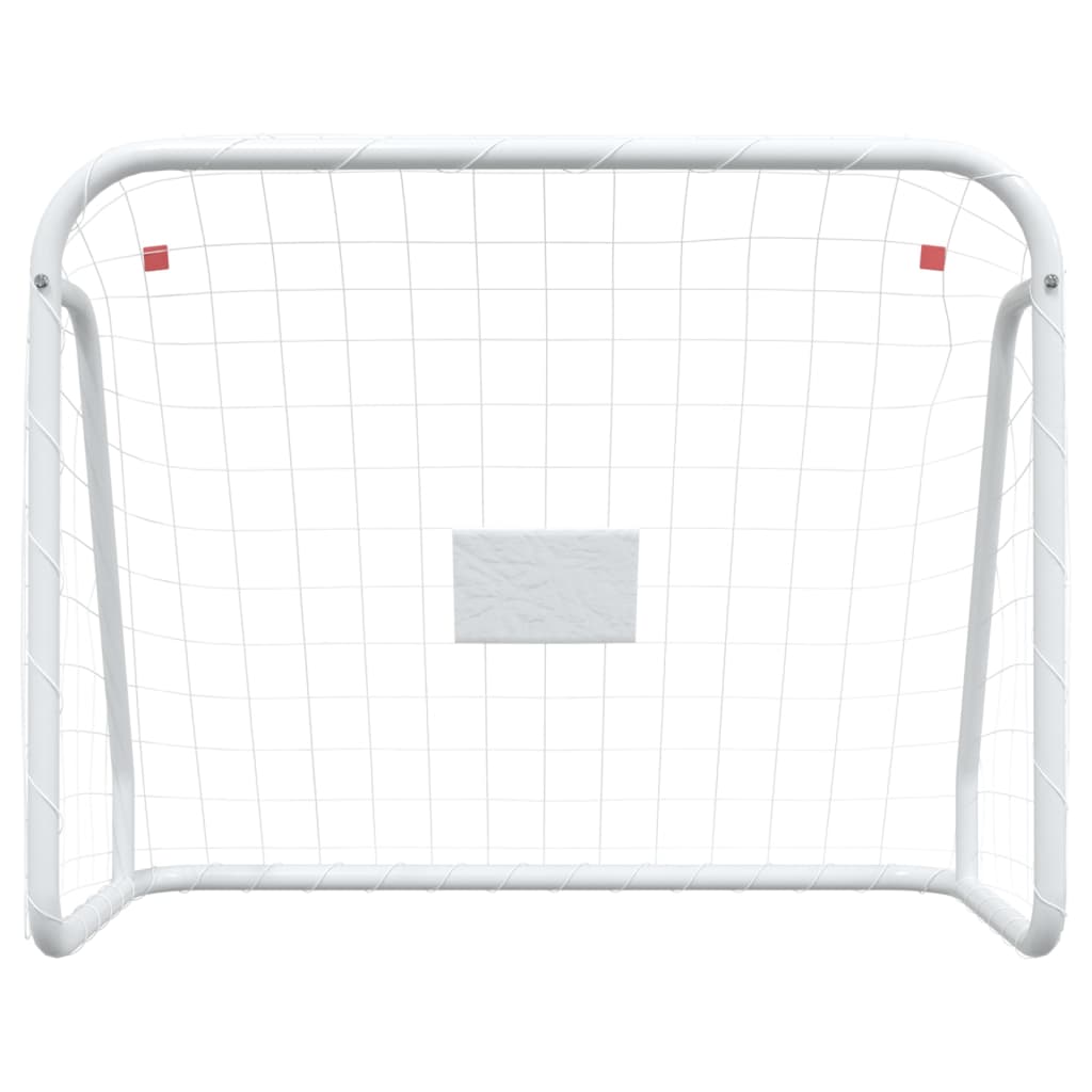 Voetbaldoel met net 125x96x60 cm staal en polyester wit