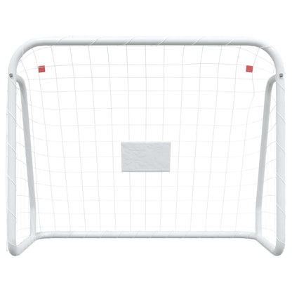 Voetbaldoel met net 125x96x60 cm staal en polyester wit