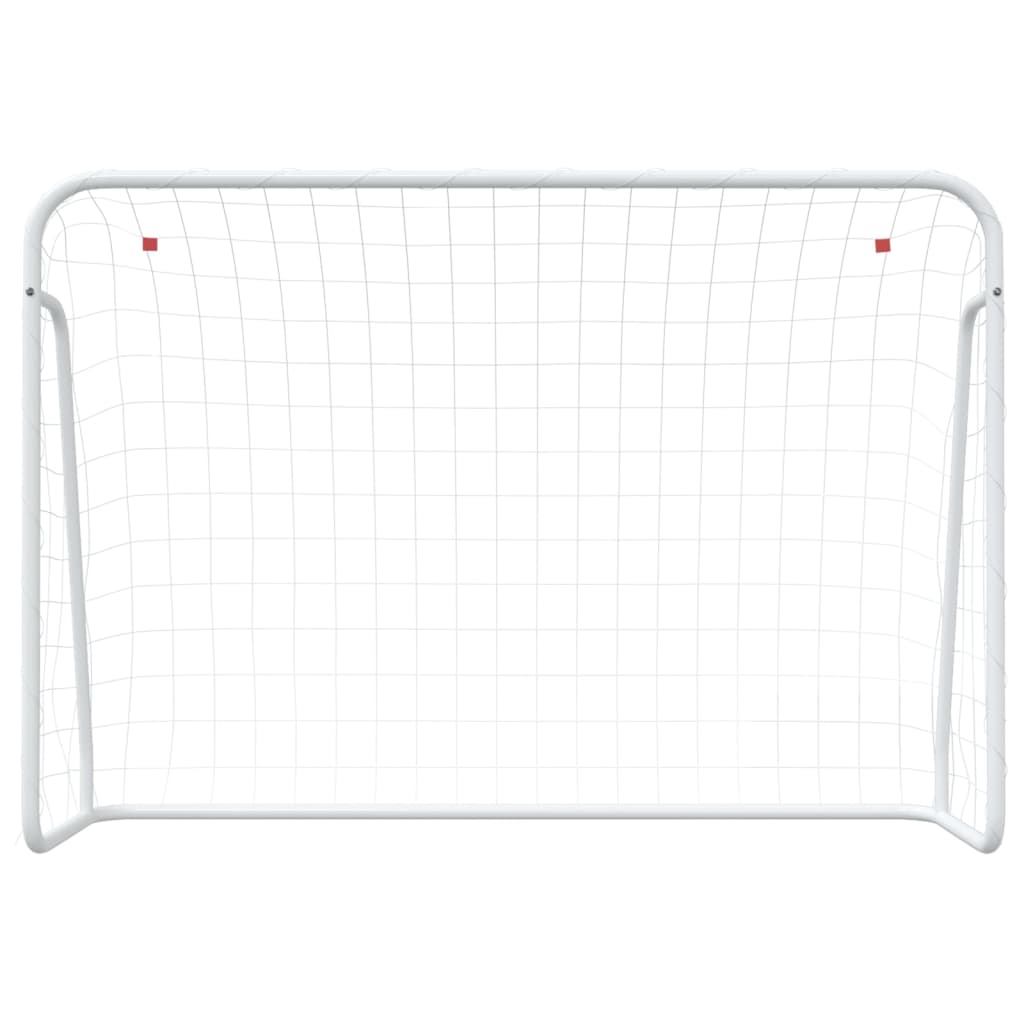 Voetbaldoel met net 214x75x152 cm staal en polyester wit