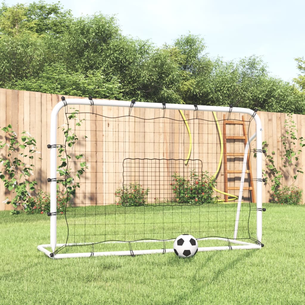 Voetbalrebounder 184x61x123 cm staal en PE wit en zwart