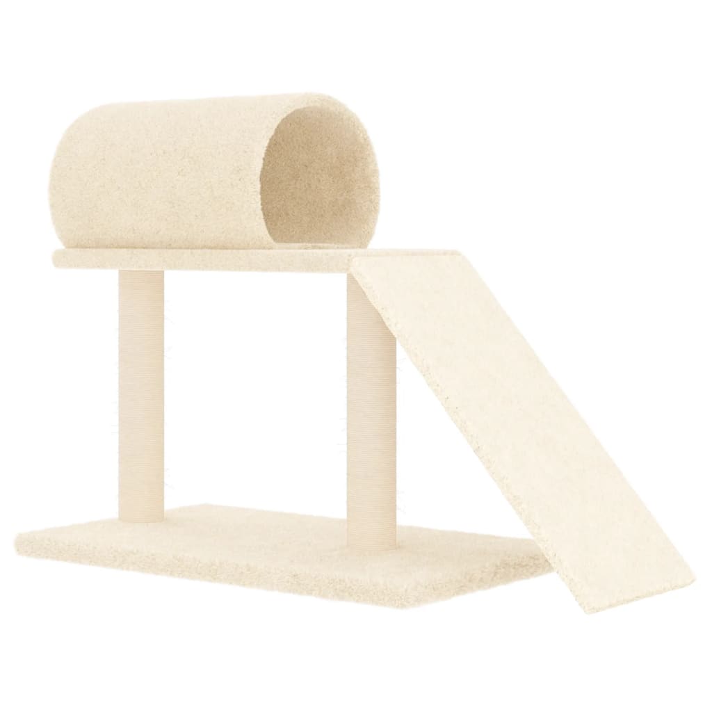 Kattenmeubel met tunnel en ladder 55,5 cm crèmekleurig