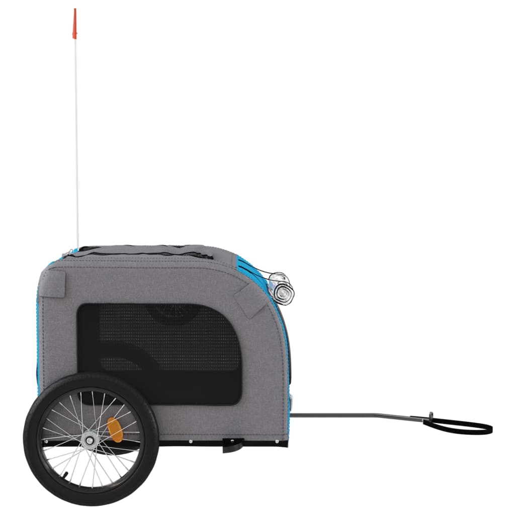 Hondenfietstrailer oxfordstof en ijzer blauw en grijs