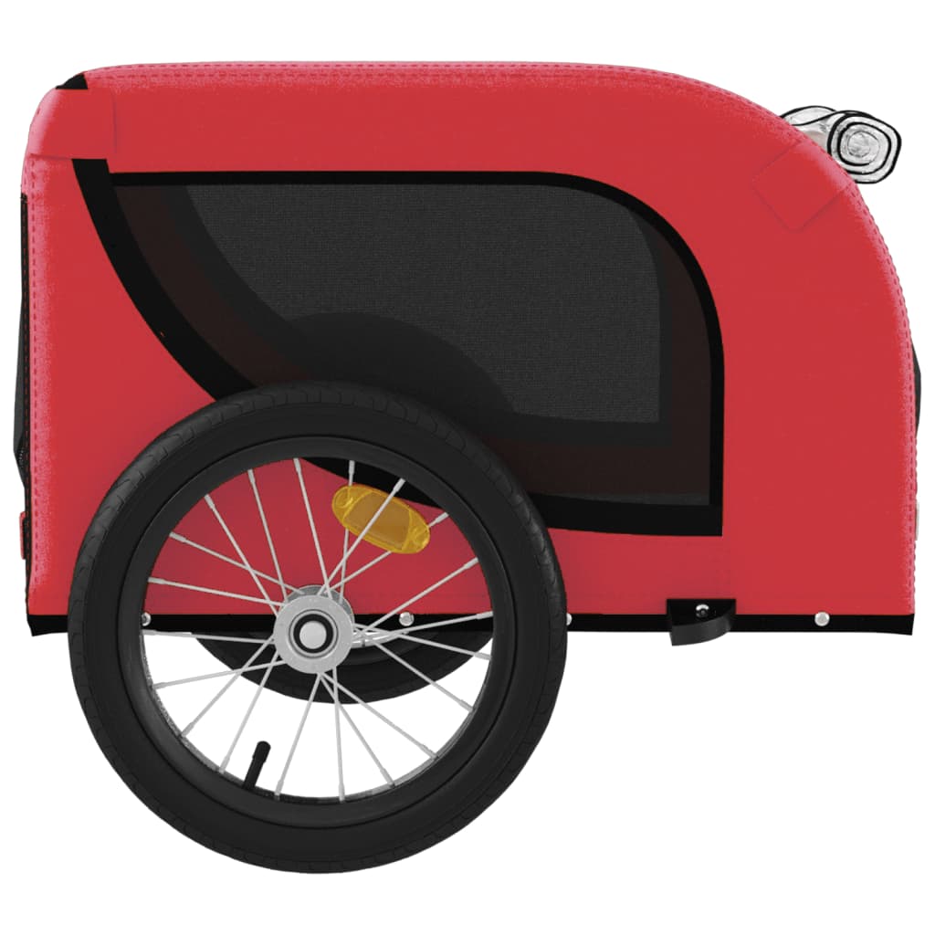 Hondenfietstrailer oxford stof en ijzer rood en zwart