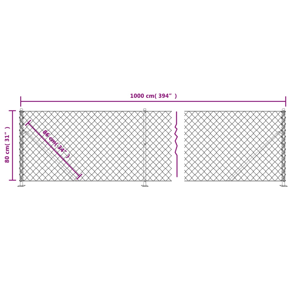 Gaashek met flens 0,8x10 m zilverkleurig