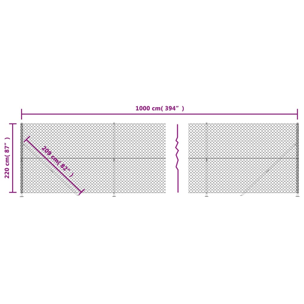 Gaashek met flens 2,2x10 m zilverkleurig