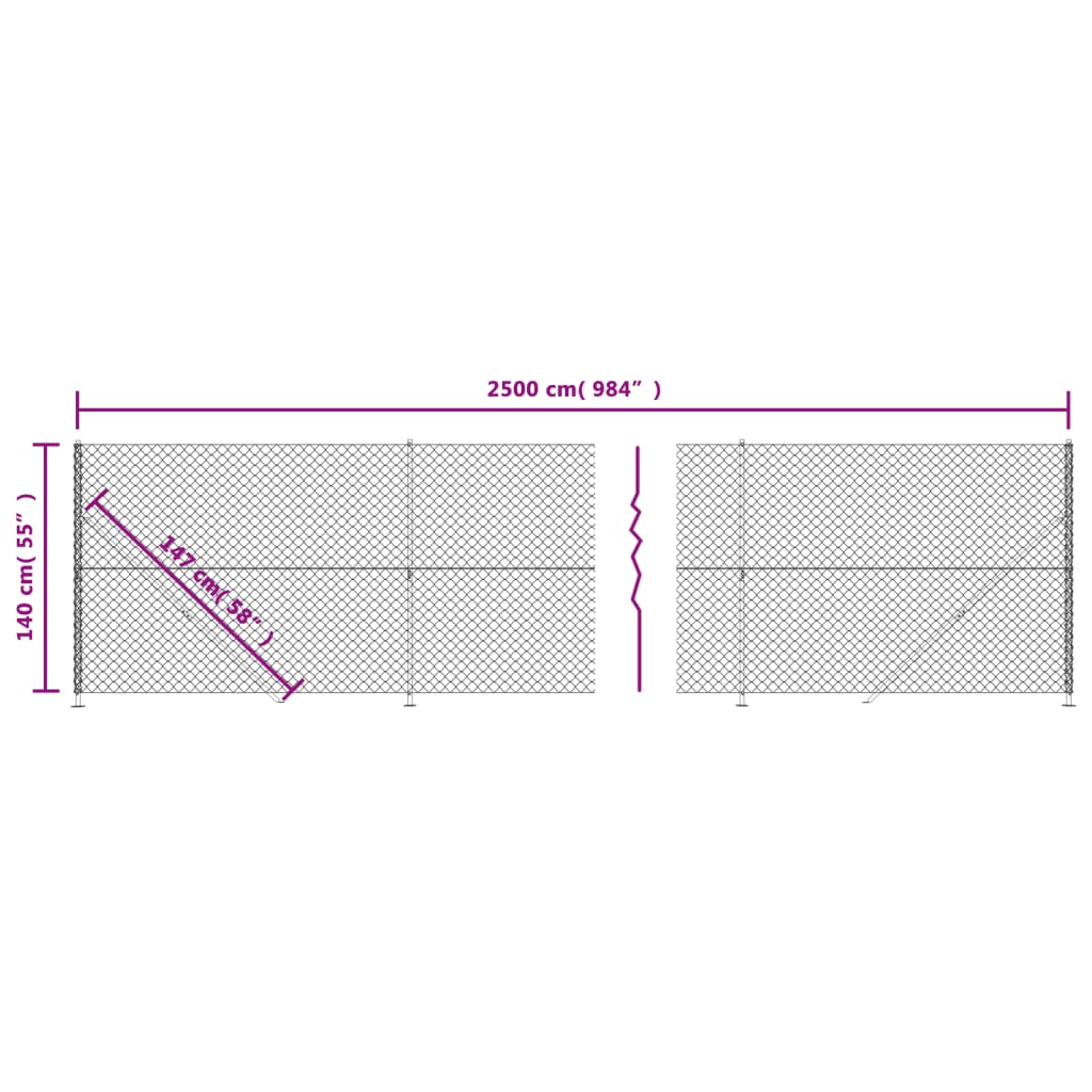 Gaashek met flens 1,4x25 m zilverkleurig