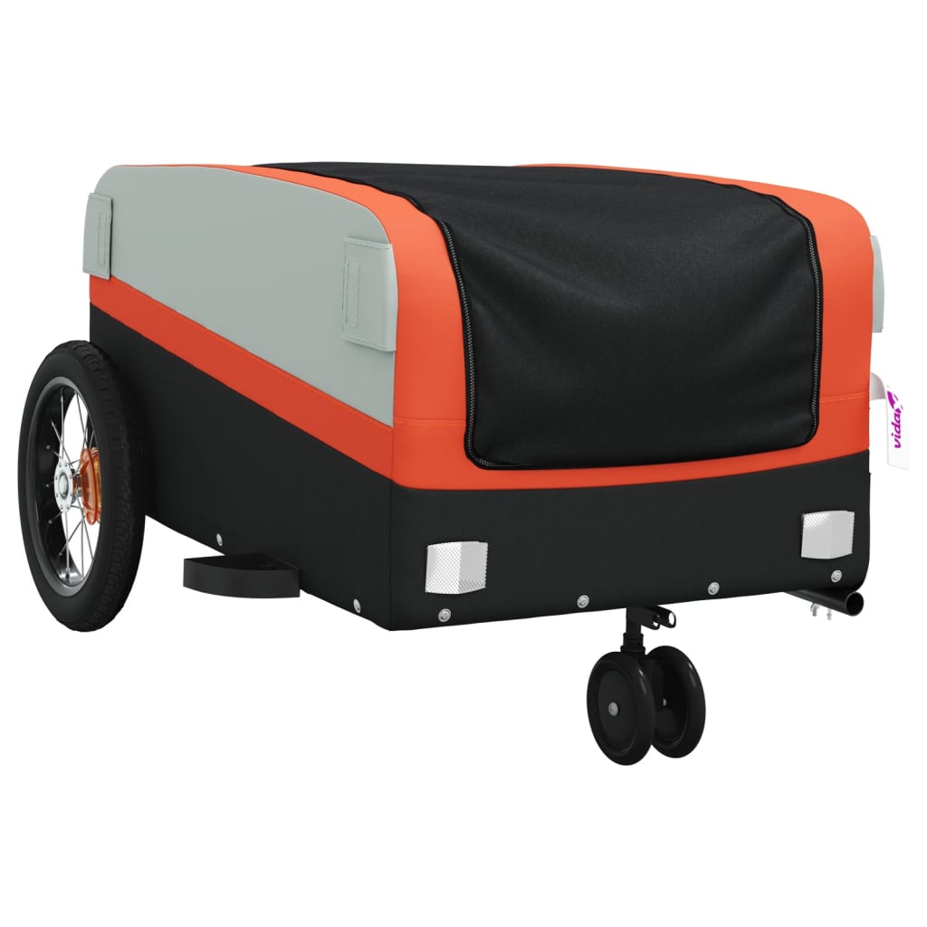 Fietstrailer 30 kg ijzer zwart en oranje