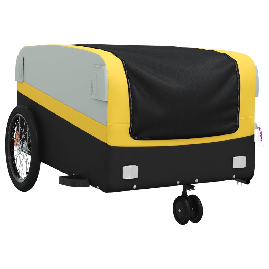 Fietstrailer 45 kg ijzer zwart en geel