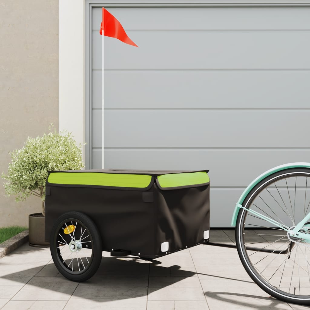 Fietstrailer 45 kg ijzer zwart en groen