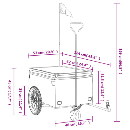 Fietstrailer 30 kg ijzer zwart en geel