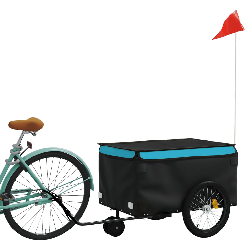 Fietstrailer 30 kg ijzer zwart en blauw