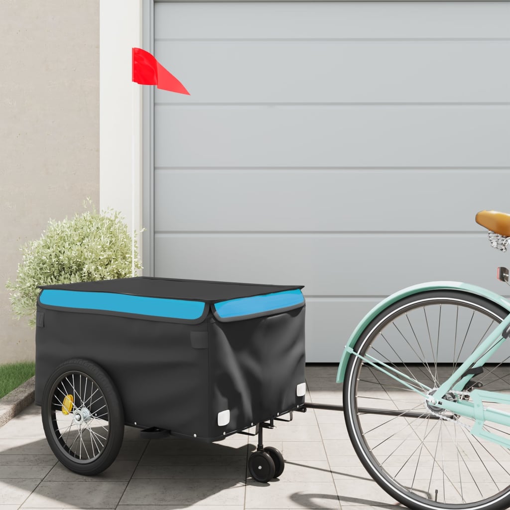 Fietstrailer 30 kg ijzer zwart en blauw