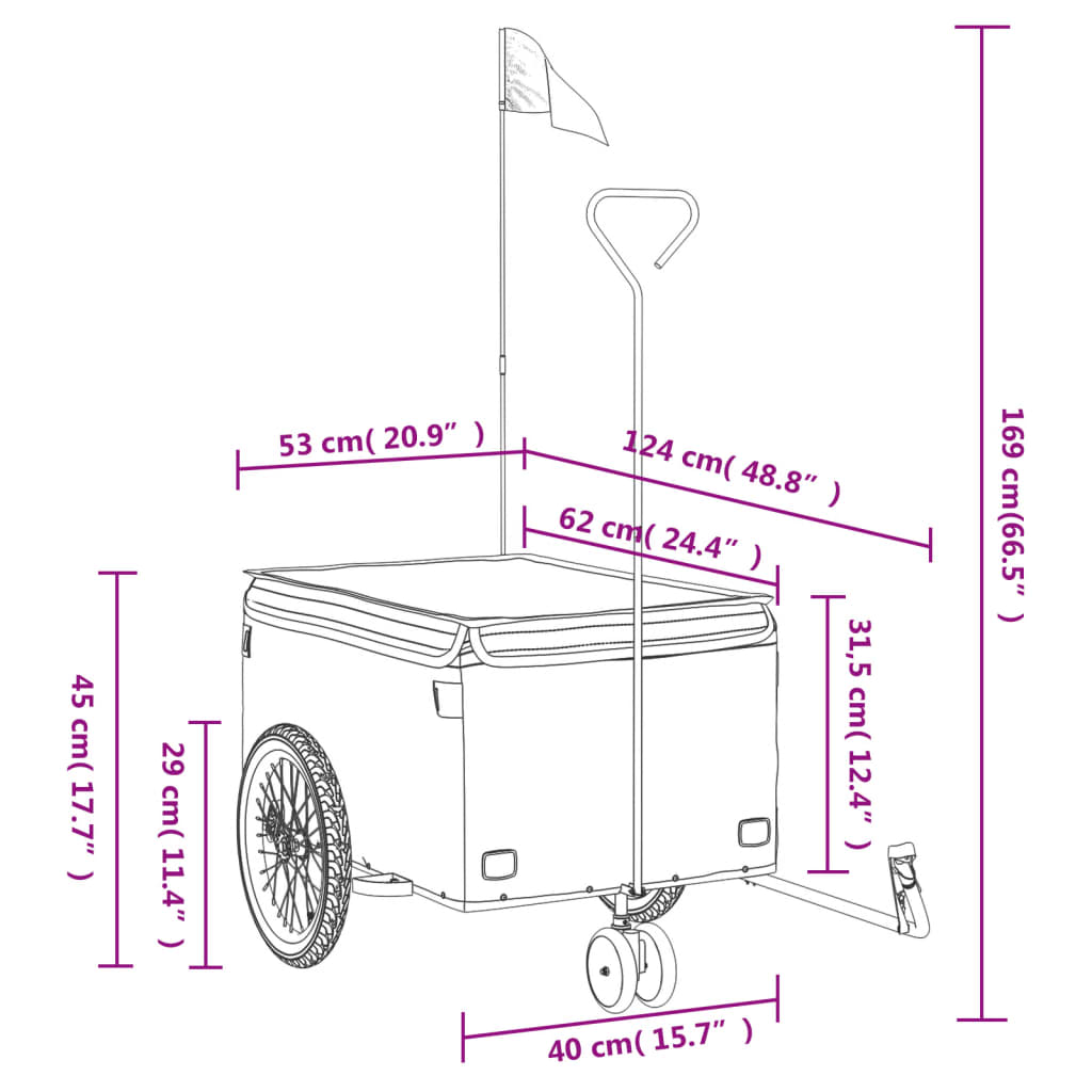 Fietstrailer 30 kg ijzer zwart