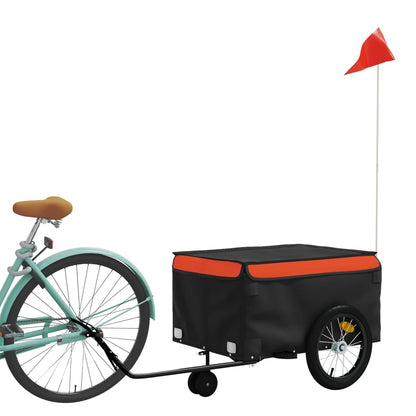 Fietstrailer 45 kg ijzer zwart en oranje