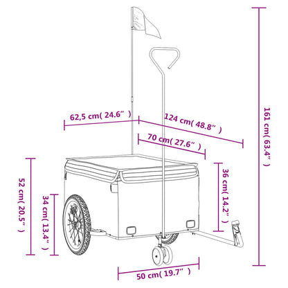 Fietstrailer 45 kg ijzer zwart en oranje