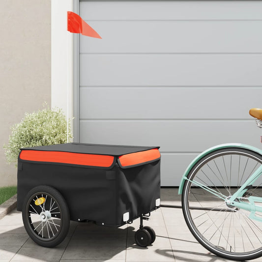 Fietstrailer 45 kg ijzer zwart en oranje