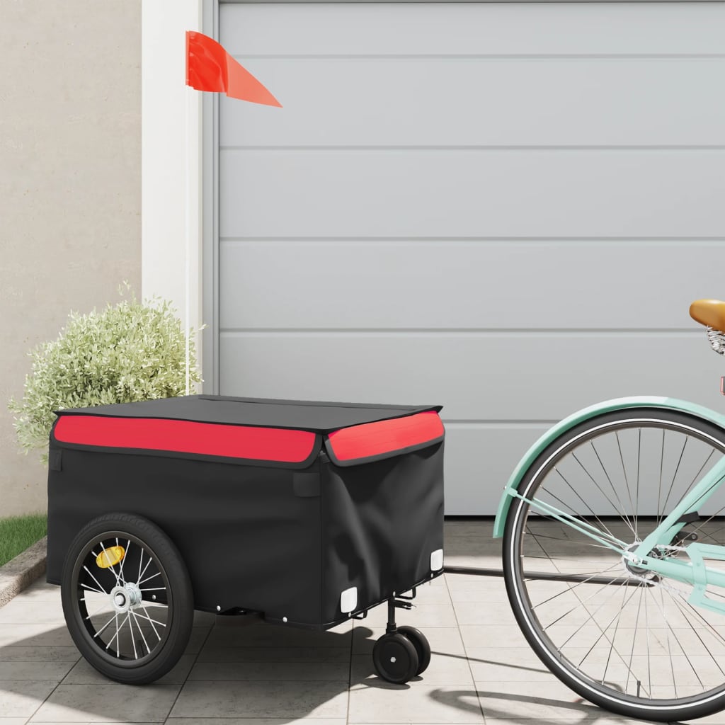 Fietstrailer 45 kg ijzer zwart en rood