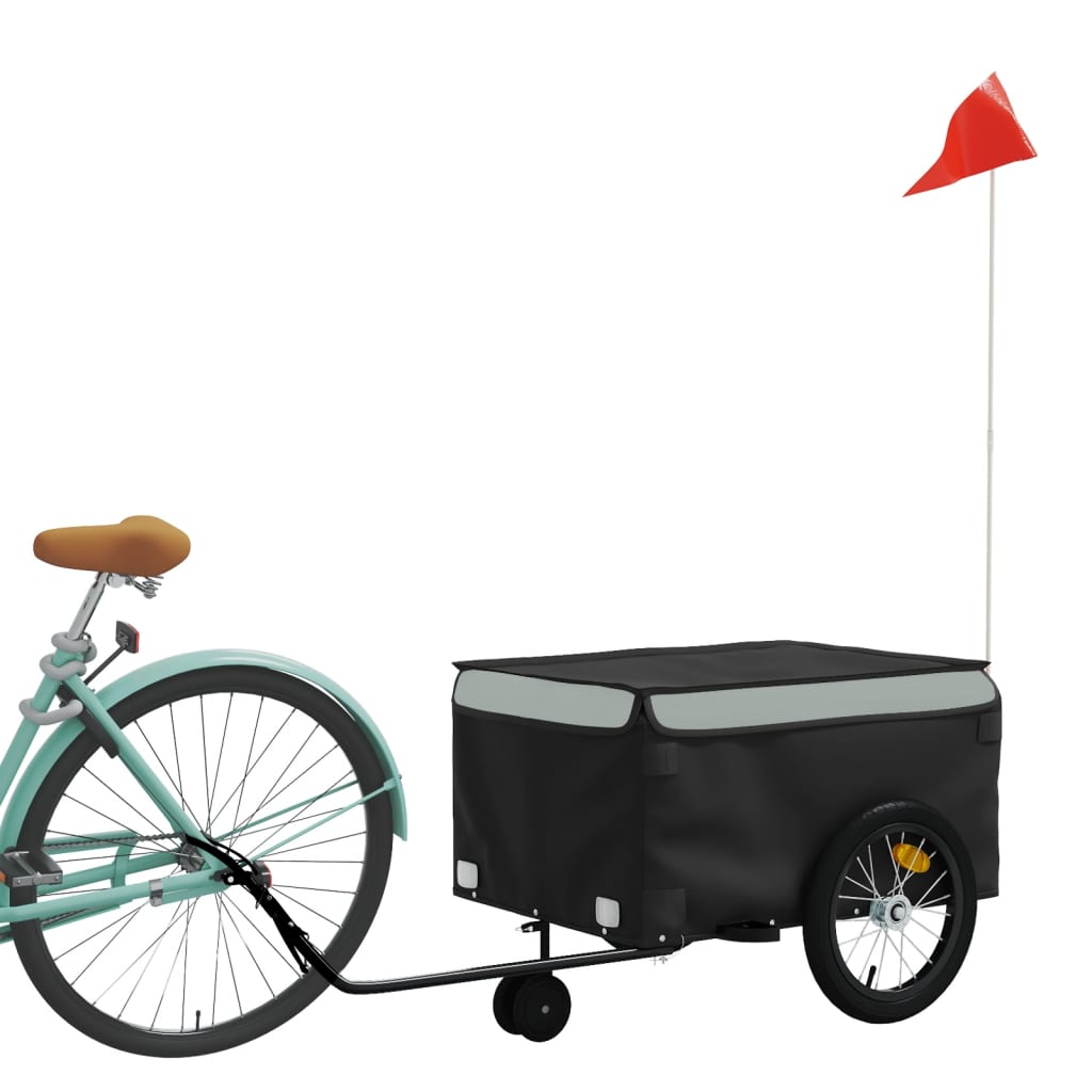 Fietstrailer 45 kg ijzer zwart en grijs