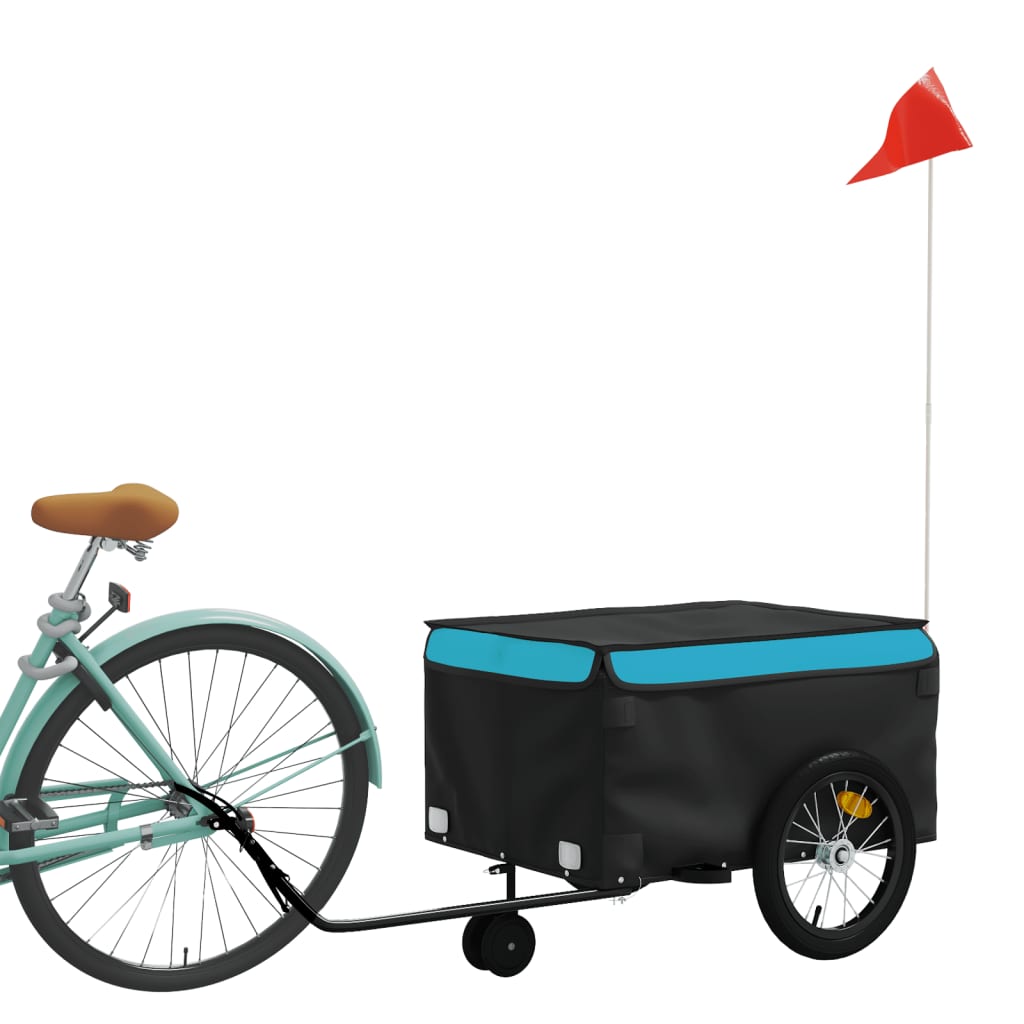 Fietstrailer 45 kg ijzer zwart en blauw