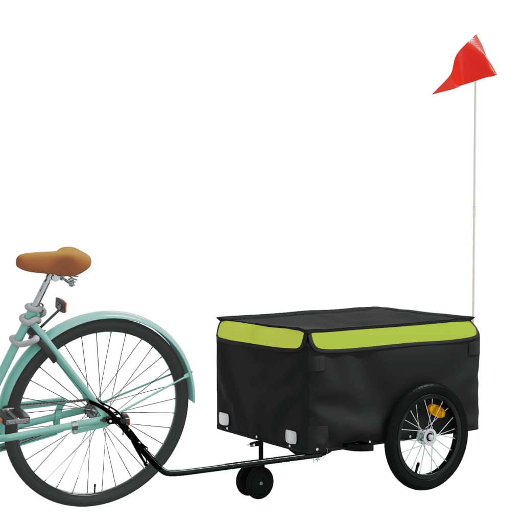 Fietstrailer 45 kg ijzer zwart en groen