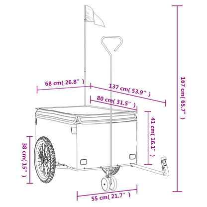 Fietstrailer 45 kg ijzer zwart en rood