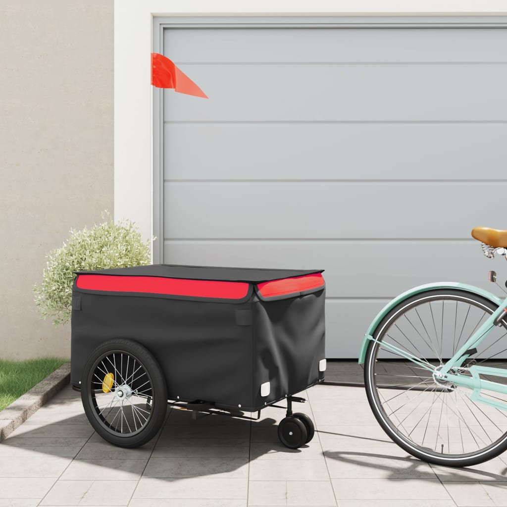 Fietstrailer 45 kg ijzer zwart en rood