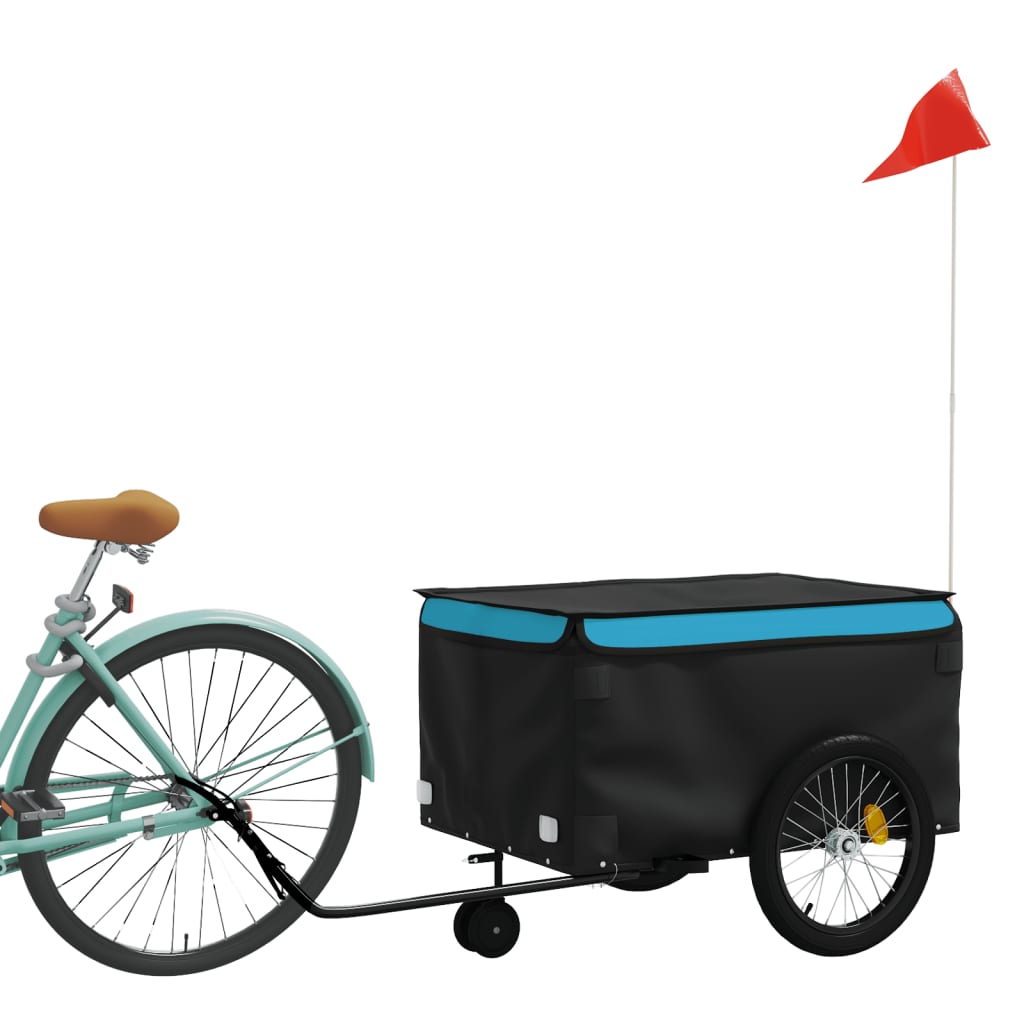 Fietstrailer 45 kg ijzer zwart en blauw