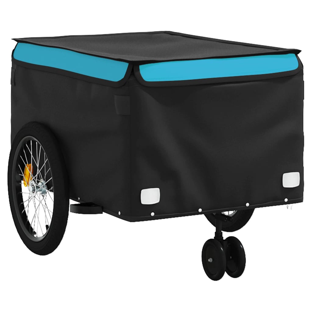 Fietstrailer 45 kg ijzer zwart en blauw