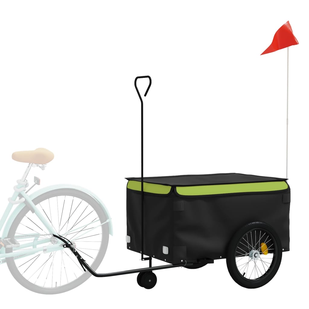 Fietstrailer 45 kg ijzer zwart en groen