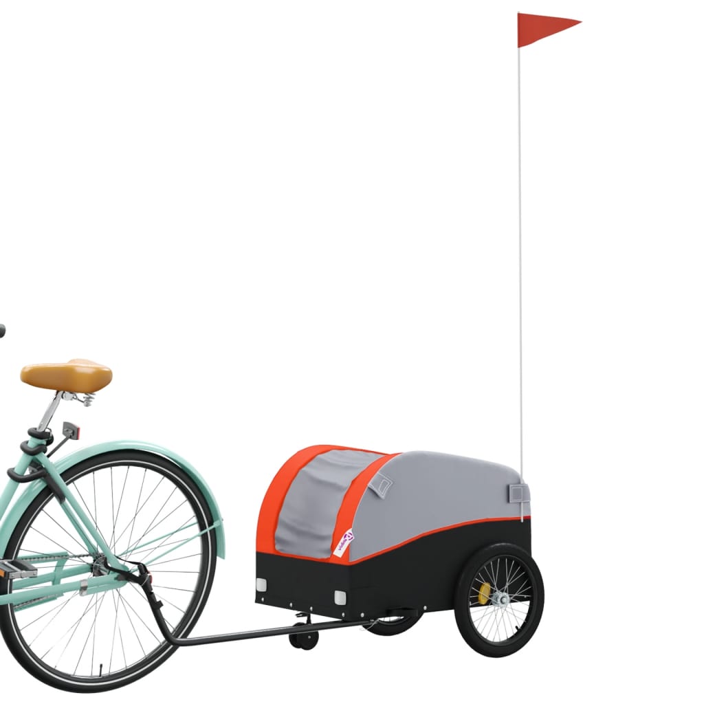 Fietstrailer 30 kg ijzer zwart en oranje