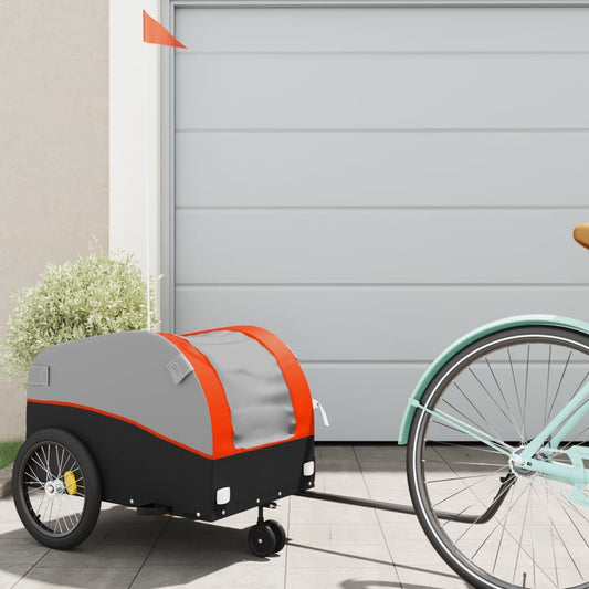 Fietstrailer 30 kg ijzer zwart en oranje