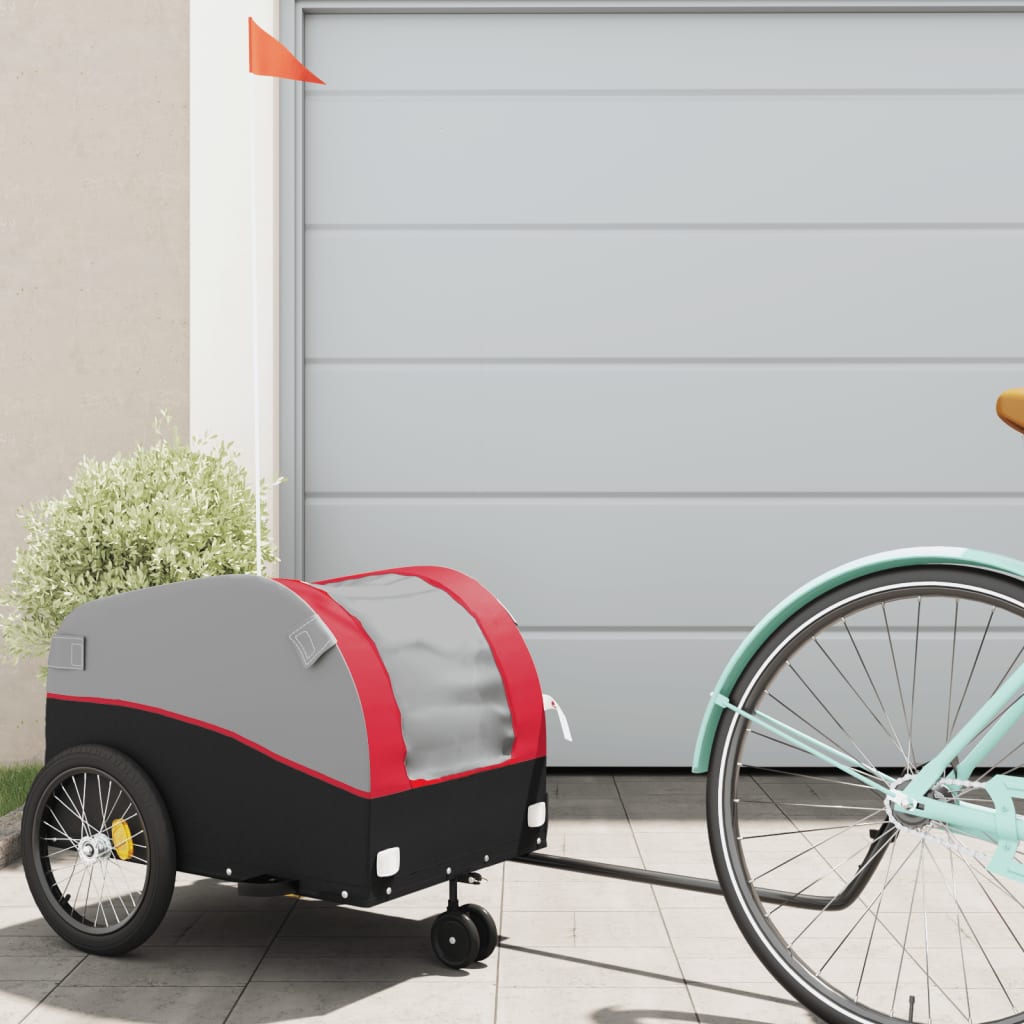 Fietstrailer 30 kg ijzer zwart en rood