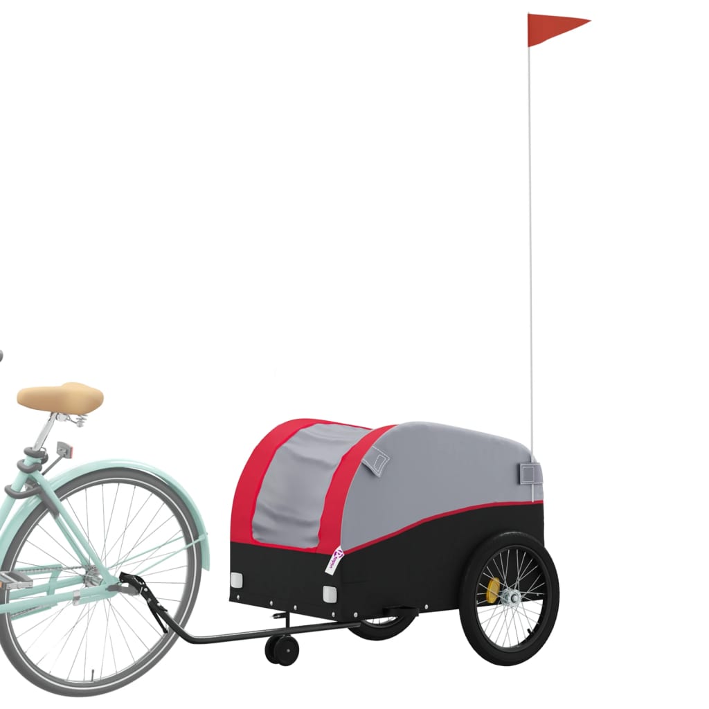 Fietstrailer 45 kg ijzer zwart en rood