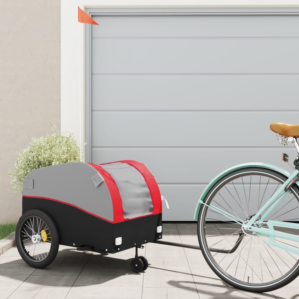 Fietstrailer 45 kg ijzer zwart en rood