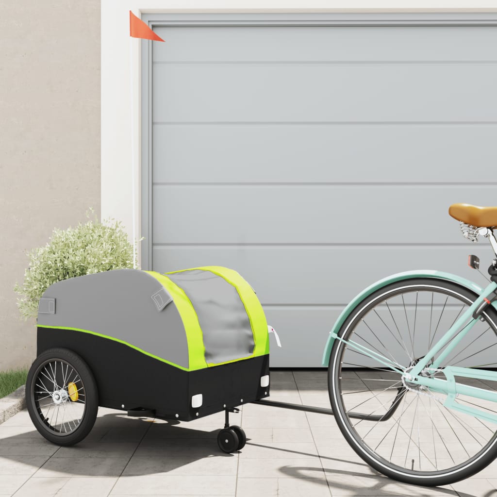 Fietstrailer 45 kg ijzer zwart en groen