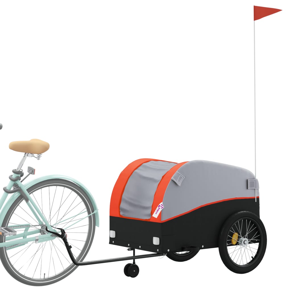 Fietstrailer 45 kg ijzer zwart en oranje