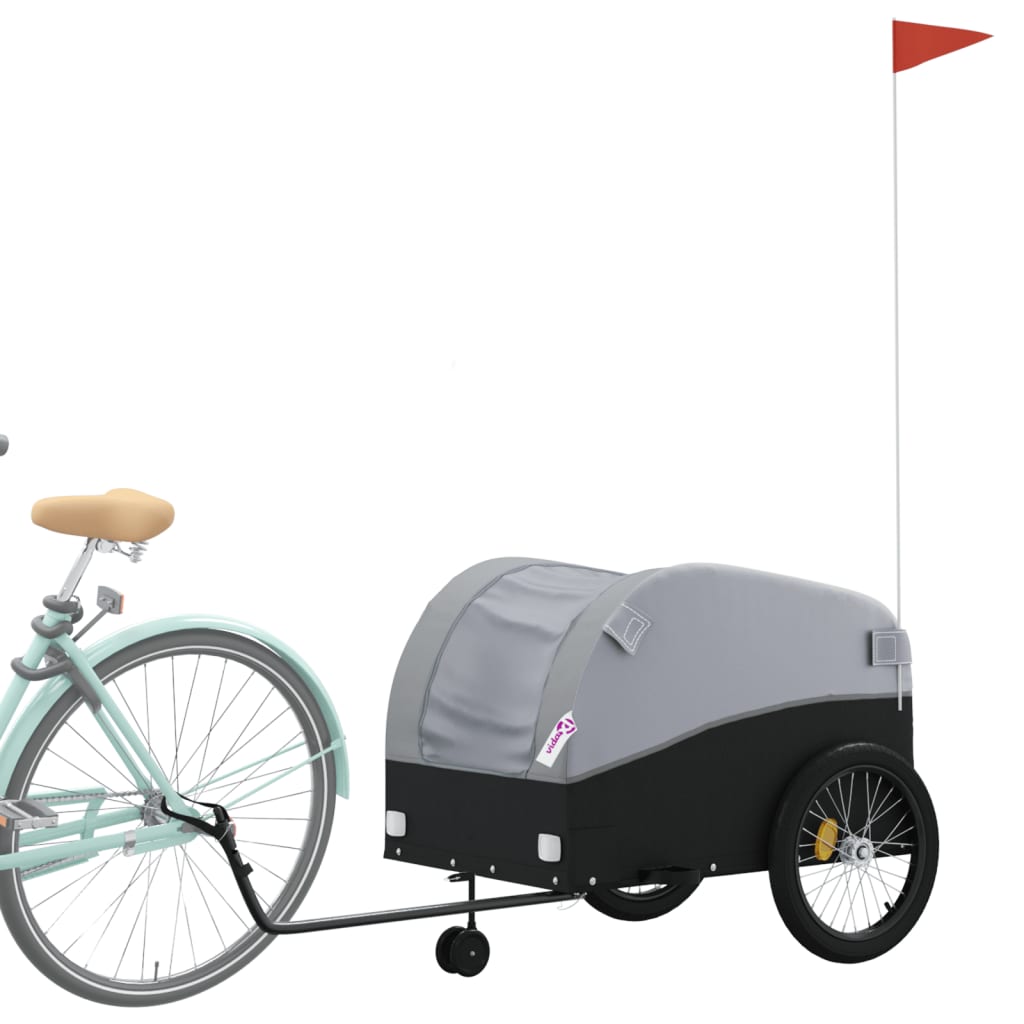 Fietstrailer 45 kg ijzer zwart en grijs